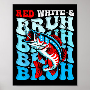Jungen Fischen Rot Weiß Und Bruh Amerikanische Fla Poster