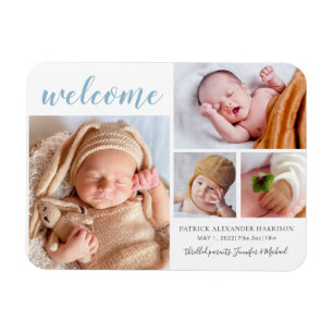 Jungen-Foto-Collage Willkommen Geburt Ankündigung Magnet