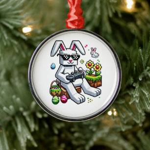 Jungen Frohe Ostern Tag Hase Ei Videospiel Ornament Aus Metall