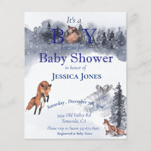 Jungen-Fuchs-Baby-Party Winter-Wald-Einladung Flyer