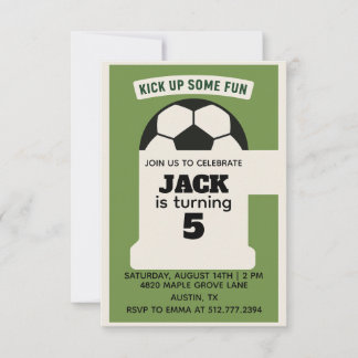 Jungen-Fußball-Geburtstag - Grünes Thema Einladung