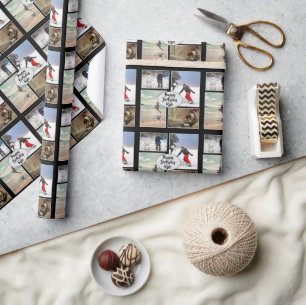 Jungen Geburtstags-Fotocollage Personalisiert Geschenkpapier