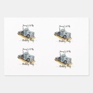 Jungen Geburtstagsfeier Blaues Sattelzugmaschine Geschenkpapier Set