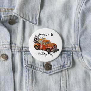Jungen-Geburtstagsfeier mit Abschleppwagen Button