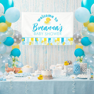 Jungen-Gummiente-Baby-Shower-Hängende-Willkommen Banner