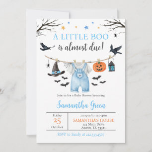 Jungen-Halloween-Wäscheleine Little Boo Baby Showe Einladung