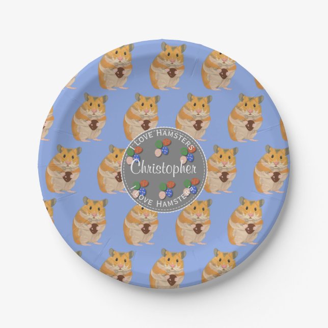 Jungen I Liebe Hamsters Ostermuster Pappteller (Vorderseite)