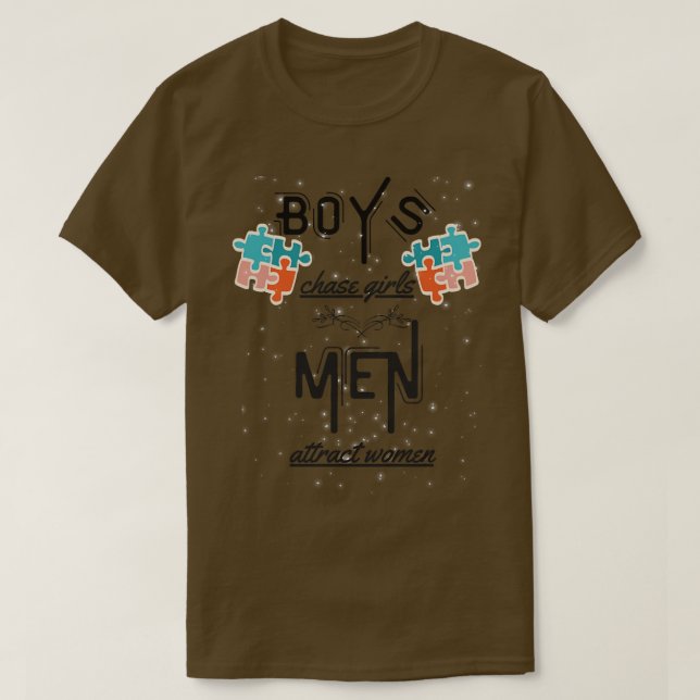Jungen jagen Mädchen Männer ziehen Frauen an T-Shirt (Design vorne)