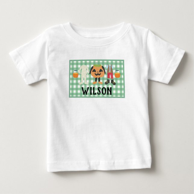 Jungen Kariert Trick oder Treat Halloween Baby T - Baby T-shirt (Vorderseite)