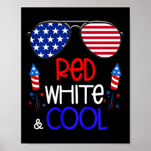 Jungen Kinder 4. Juli Rot weiß und Coole Sungles G Poster