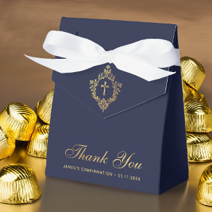 Jungen Konfirmation Marineblau Falsches Gold-Wappe Geschenkschachtel