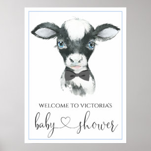 Jungen-Kuh-Bauernhof-Baby-Shower-Schilder Poster