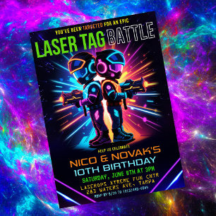 Jungen-Laser-Tag-Geburtstag Einladung