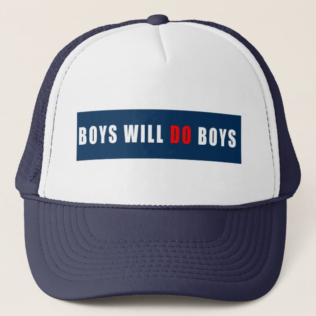 Jungen machen Jungen-REd weiß & blau Truckerkappe (Vorderseite)