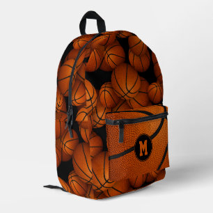 Jungen Mädchen mit Monogramm Basketballmuster Bedruckter Rucksack