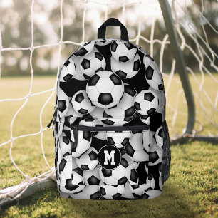 Jungen Mädchen mit Monogramm Fußbälle Muster Bedruckter Rucksack