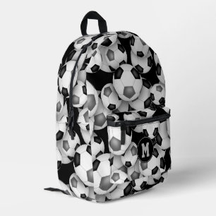 Jungen Mädchen schwarz graue Fußbälle Muster Bedruckter Rucksack