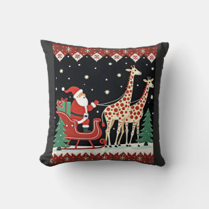 Jungen Mädchen Weihnachtsmann Reitende Giraffe Sch Kissen