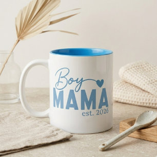 Jungen Mama Herz Gegründetes Jahr Minimal Mutterph Zweifarbige Tasse