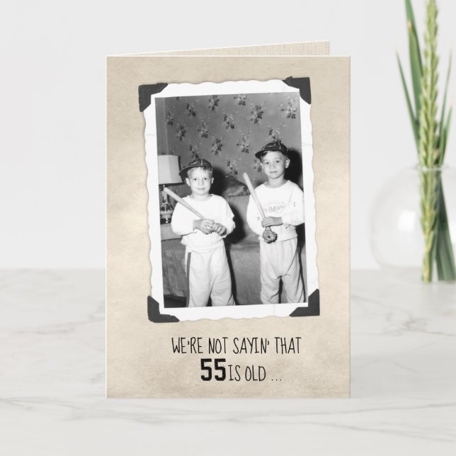 Jungen mit Baseballschlägern 55. Geburtstagskarte  Karte (Vorderseite)