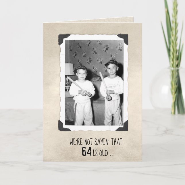 Jungen mit Baseballschlägern 64. Geburtstag Karte (Vorderseite)