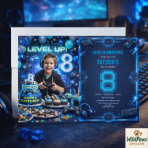Jungen Modern Cool Blau Gaming 8. Geburtstagsfeier