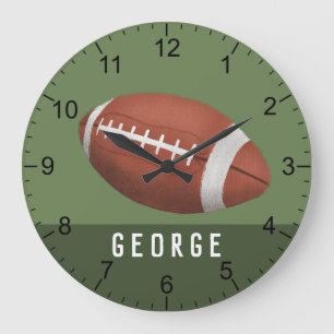 Jungen Moderne und grüne Fußballsportkids Große Wanduhr