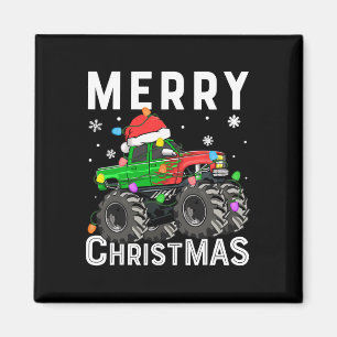 Jungen Monster Truck Frohe Weihnachten Santa Hut K Magnet