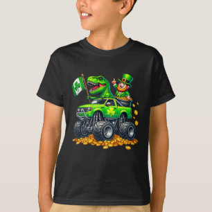 Jungen Monster Truck T-Rex Leprechaun St. Patricks T-Shirt