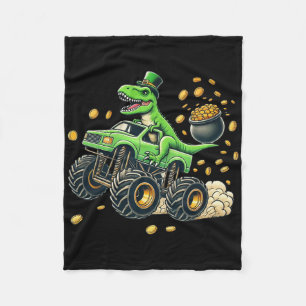 Jungen Monster Truck T-Rex St. Patrick's Day Dinos Fleecedecke