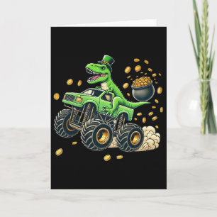 Jungen Monster Truck T-Rex St. Patrick's Day Dinos Karte