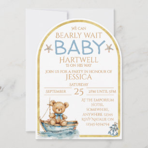 Jungen Nautical Bär In Einem Boot Baby Shower Einl Einladung