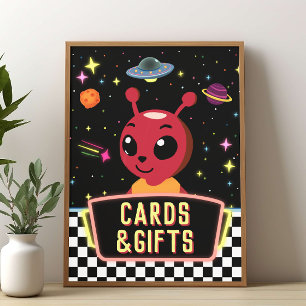 Jungen Neon-Galaxie-Alien-Karten-Geschenke-Schild Poster