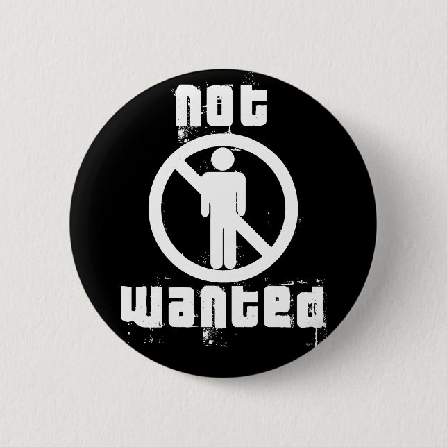 Jungen-nicht gewollter schwarzer Knopf Button (Vorderseite)