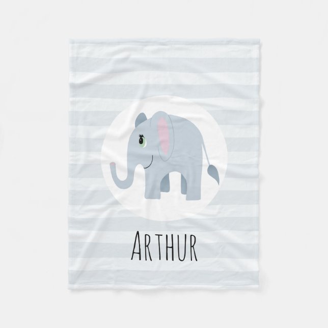 Jungen Niedlich Blue Elephant & Name Kinder Person Fleecedecke (Vorderseite)