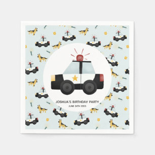Jungen Niedlich Blue Police Car Kleinkind Happy Ge Serviette