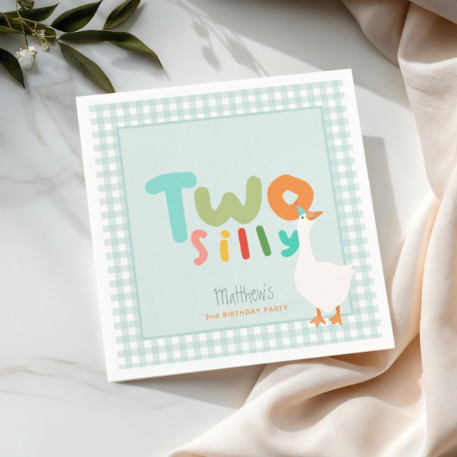 Jungen Niedlich Blue Zwei Alberne Gans Zweite Gebu Serviette (Von Creator hochgeladen)