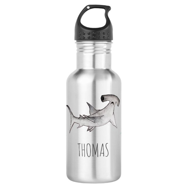 Jungen Niedlich Grauer Ozean Kids Hammerhead Shark Edelstahlflasche (Vorderseite)