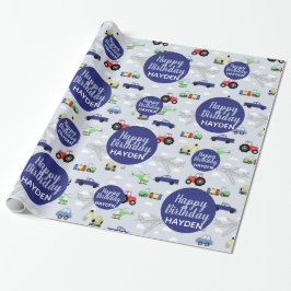 Jungen Niedlich Happy Birthday Car Pattern Kinder Geschenkpapier