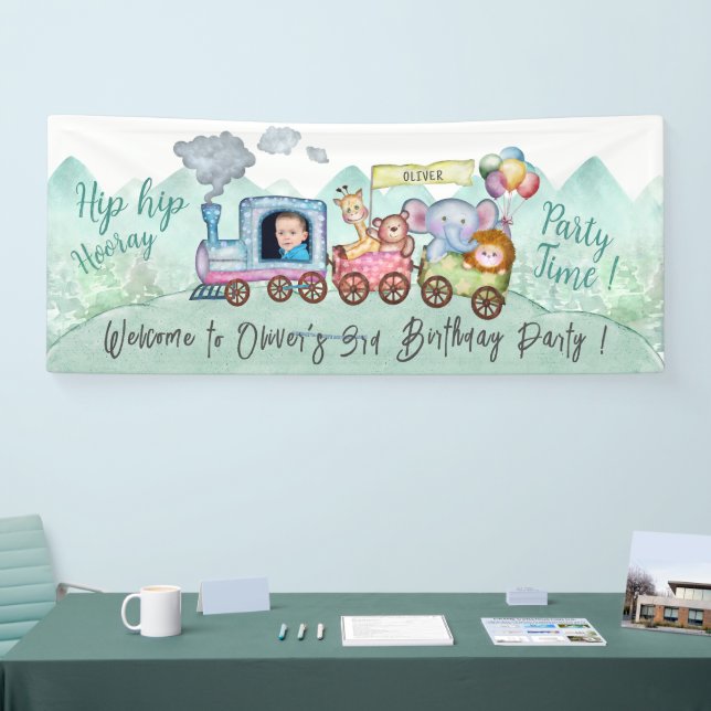 Jungen Niedlich Moderne Züge ändern Name Foto Part Banner (Messe)