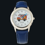 Jungen Niedlich Moderner Motor LKW Kinder Armbanduhr<br><div class="desc">Diese niedliche und moderne Kinderuhr verfügt über einen Cartoon für Feuerwehrfahrzeuge und einen Platz, wo Sie den Namen Ihres Motors hinzufügen können. Ideal für jedes Kind, das von einem Feuerwehrmann träumt! Mit klaren Zahlen und einem blauen Hintergrund ist diese Feuerwehrmänneruhr ideal für einen kleinen, der lernt, die Zeit zu erzählen....</div>