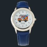 Jungen Niedlich Moderner Motor LKW Kinder Armbanduhr<br><div class="desc">Diese niedliche und moderne Kinderuhr verfügt über einen Cartoon für Feuerwehrfahrzeuge und einen Platz, wo Sie den Namen Ihres Motors hinzufügen können. Ideal für jedes Kind, das von einem Feuerwehrmann träumt! Mit klaren Zahlen und einem blauen Hintergrund ist diese Feuerwehrmänneruhr ideal für einen kleinen, der lernt, die Zeit zu erzählen....</div>