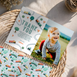 Jungen Niedliche Bahn Foto Geburtstag Dankeskarte