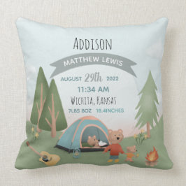 Jungen Niedlichen Waldbär Birth Stats Baby Kinderz Kissen