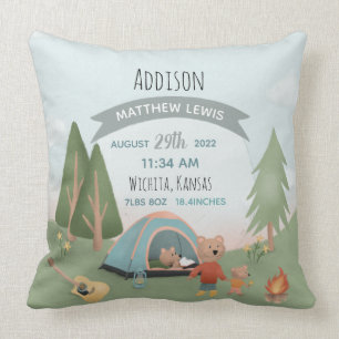 Jungen Niedlichen Waldbär Birth Stats Baby Kinderz Kissen