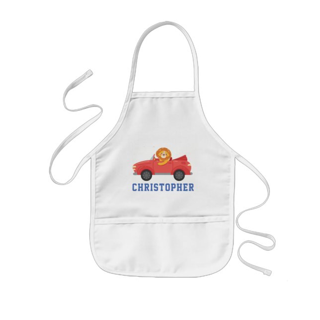 Jungen Niedlicher Rennwagen Personalisierter Name Kinderschürze (Vorne)
