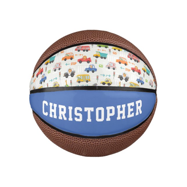 Jungen Niedlicher Transportwagenmuster Personalisi Mini Basketball (Vorderseite)