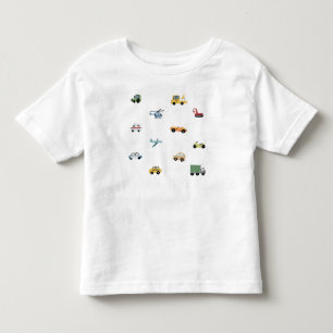 Jungen Niedliches Transportwagenmuster Monogramm N Kleinkind T-shirt