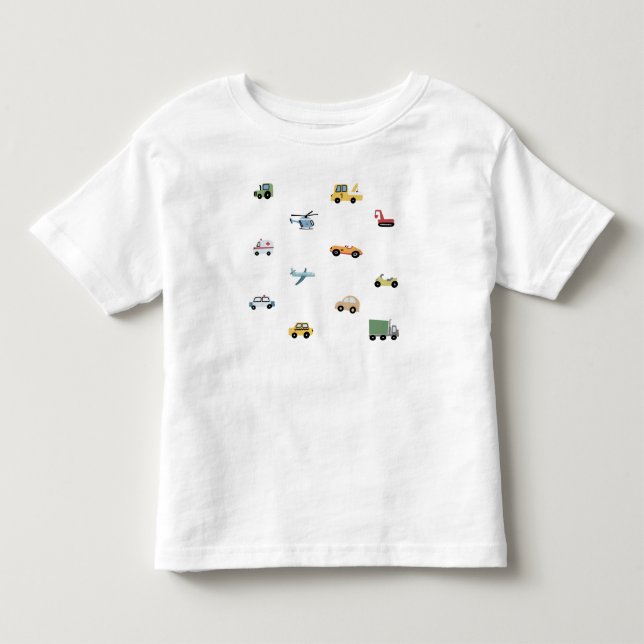 Jungen Niedliches Transportwagenmuster Monogramm N Kleinkind T-shirt (Vorderseite)