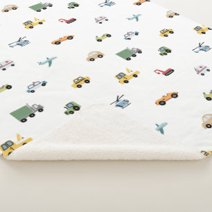 Jungen Niedliches Transportwagenmuster Monogramm N Sherpadecke